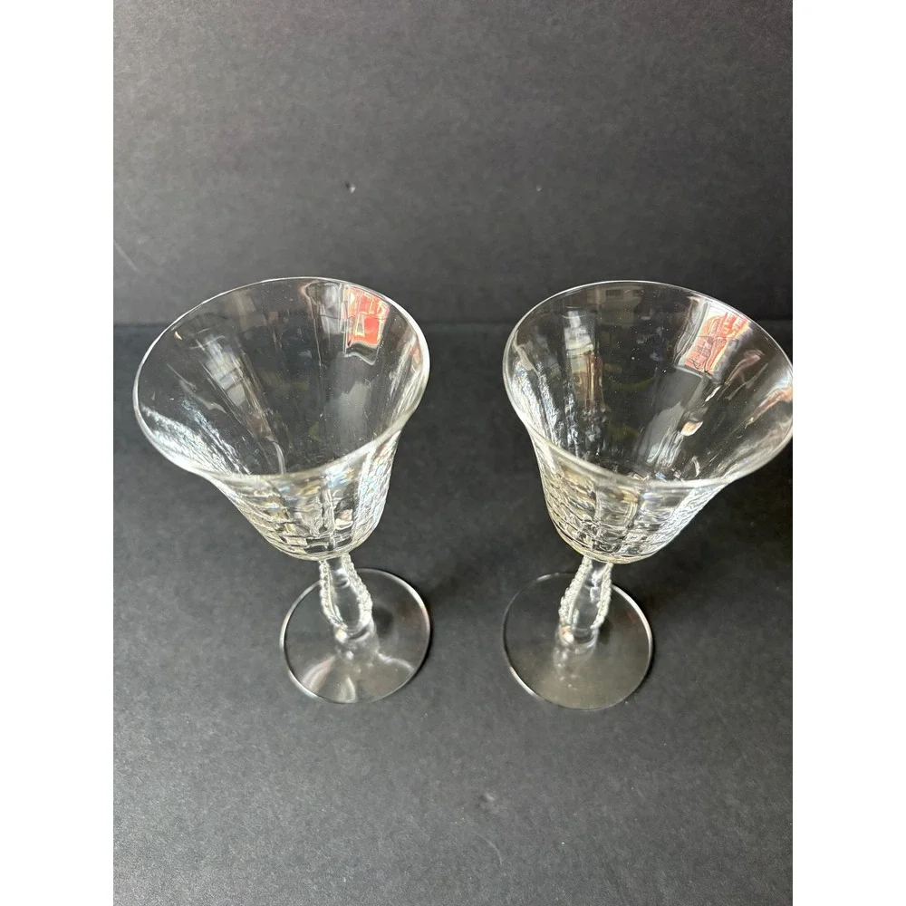 Vintage set of 2 Silver Flutes By Fostoria Claret Wine Glasses‎